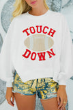 Fiery Red TOUCH DOWN Football Graphic Pullover Sweatshirt