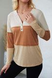 Striped Color Block Henley Top