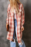 Plaid Print Button Long Shacket