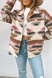 Multicolor Aztec Print Zipped Split Neck Hoodie