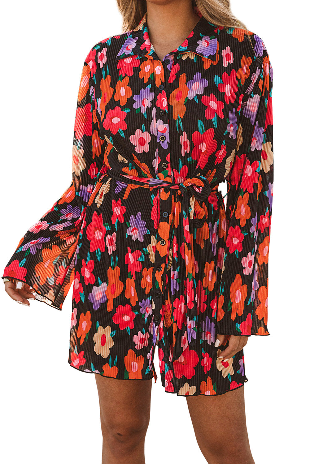 Robe chemise ample multicolore