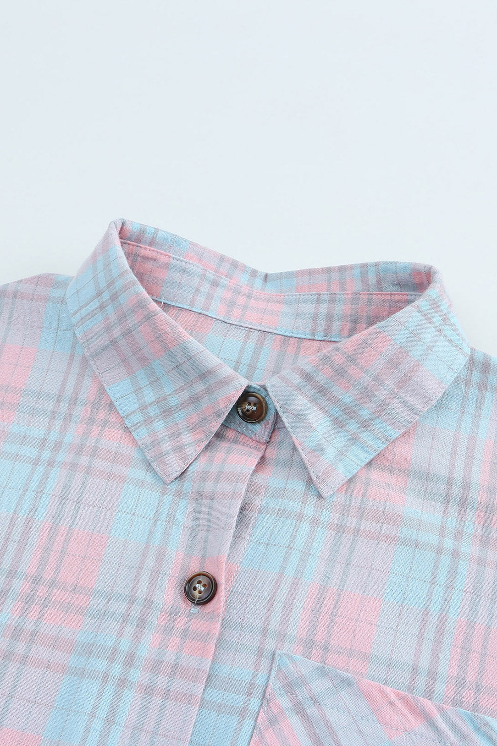 Collared Neckline Plaid Pattern Long Sleeve Shirt