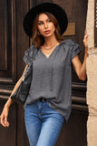 Tiered Ruffled Drawstring V Neck Top