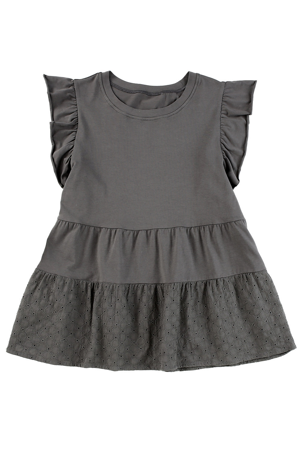 Chemisier flottant gris en broderie anglaise