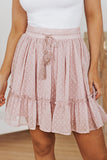 Swiss Dot Frill Trim Flared Mini Skirt