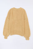 Hollowed Bubble Sleeve Knit Sweater