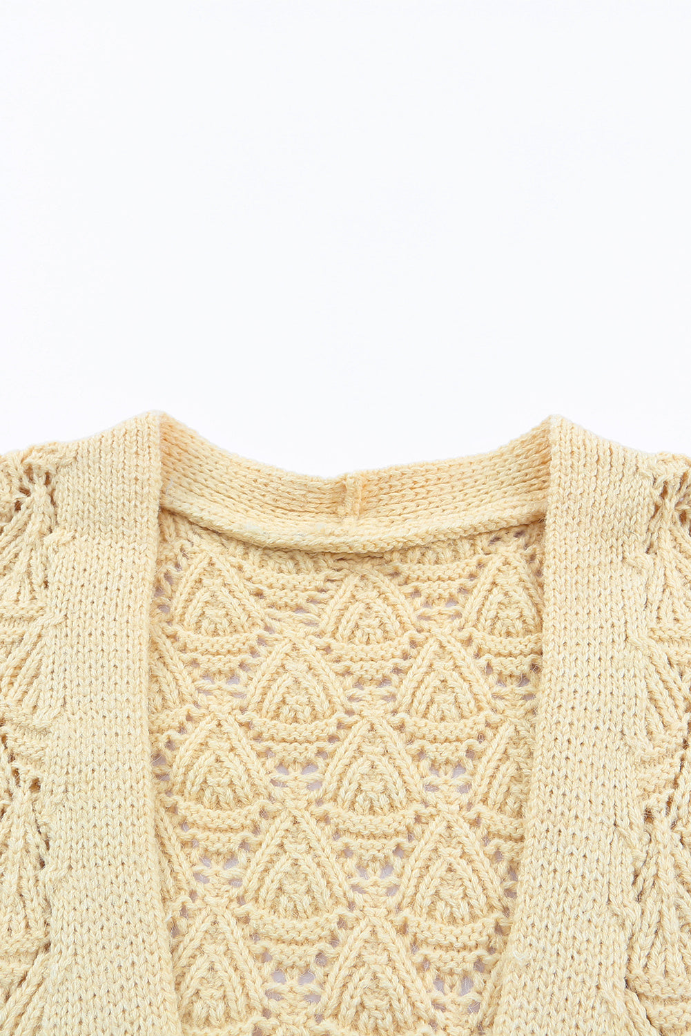 Cardigan kaki en tricot texturé avec poche et ouvert sur le devant