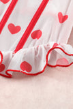 Heart Print Ruffled Strappy Three-piece Lingerie Set