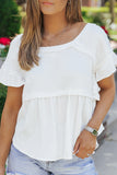 Ruffled Short Sleeves Crinkled Flowy Top