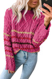 Striped Color Block Textured Knit Pullover Sweater