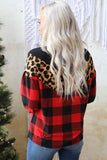 Chevron Plaid Leopard Patchwork Turtleneck Sweatshirt