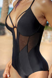 Mesh Hollow-out Criss Cross One-piece Swimsuit