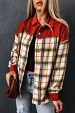 Contrast Corduroy Plaid Shacket