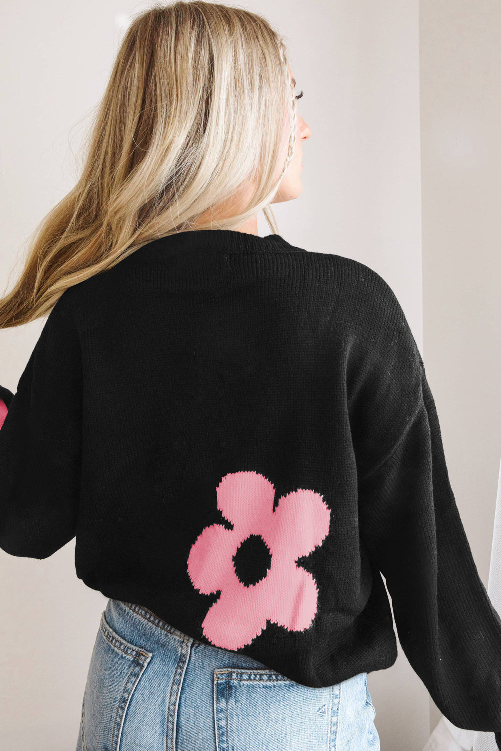 Flower Pattern Slouchy Sweater