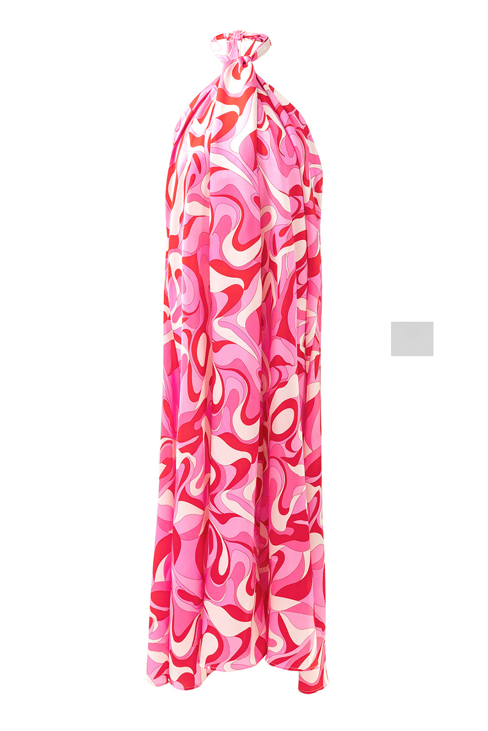 Pink Abstract Swirl Print Halter Maxi Dress