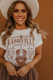 T-shirt ras du cou graphique NASHVILLE MUSIC CITY blanc