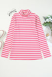 Striped Print Textured Knit Long Sleeve Tee