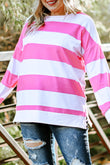 Striped Side Slit Plus Size Sweatshirt