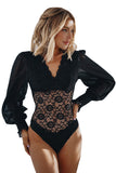 Bubble Sleeve Scalloped Lace Bodysuit