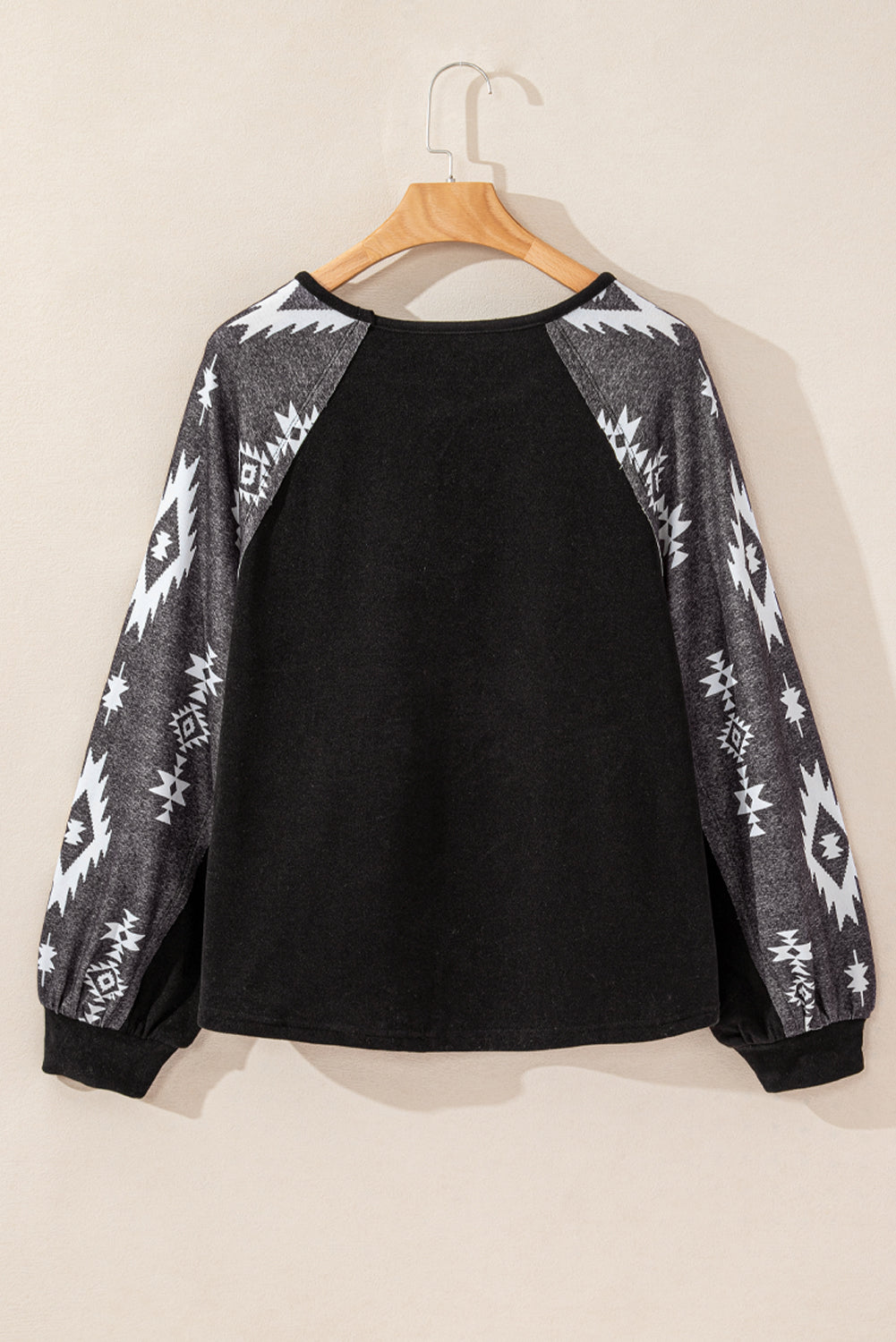 Apricot Western Print Patch Long Sleeve Top