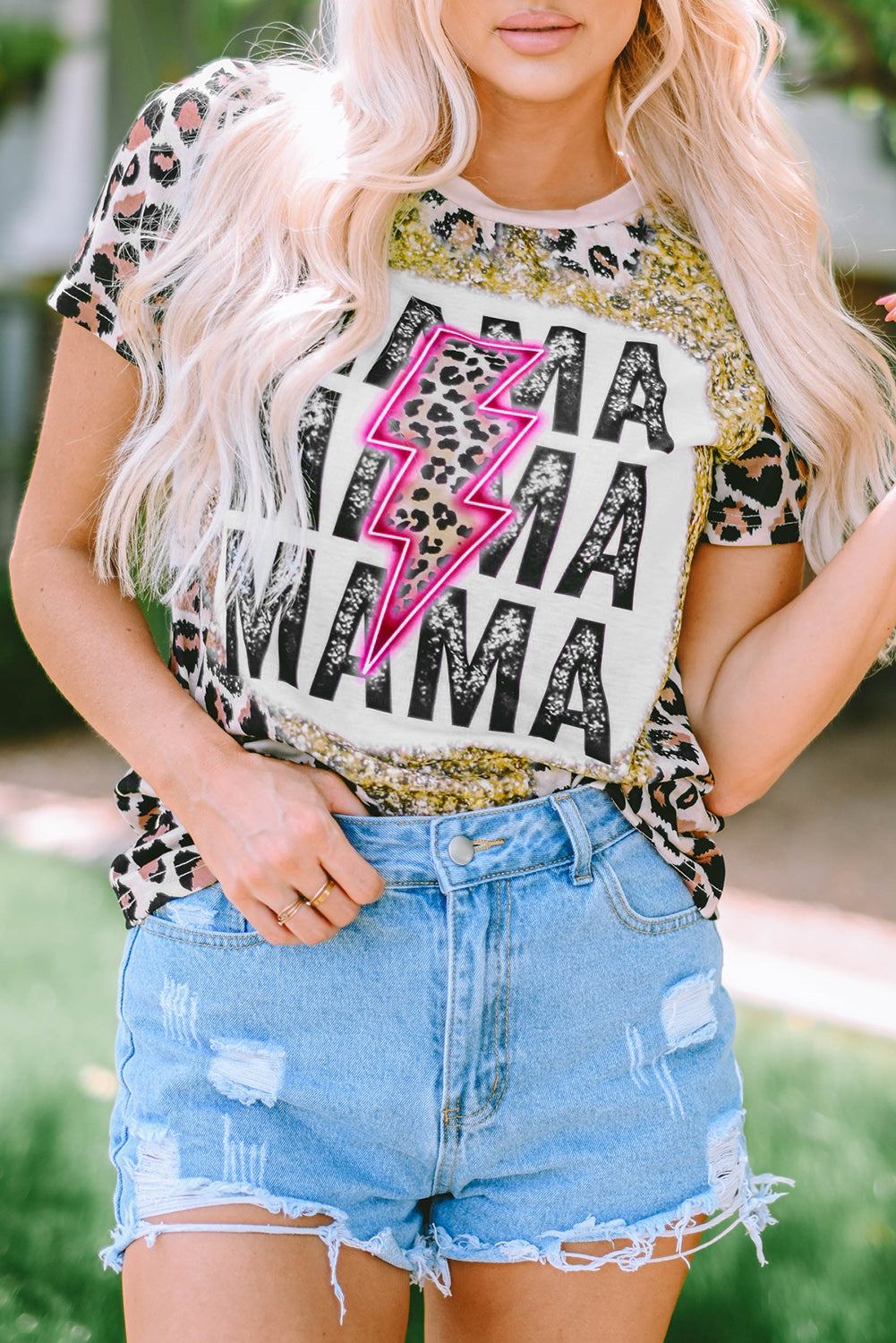 MAMA Lightning Graphic Dyed T Shirt