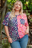 Plus Size Colorblock Short Sleeve Top