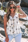 White Bow Printed Tie Closure Ruffled Vest