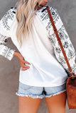 Boho Embroidered Split Neck Blouse