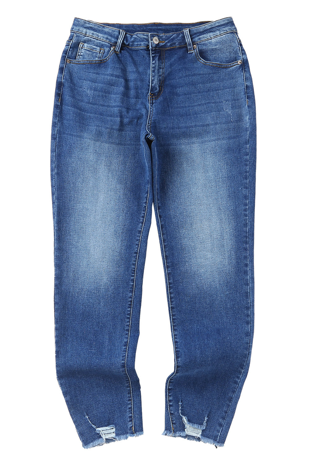 Jean skinny bleu longueur cheville à ourlet brut