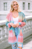 Gradient Knit Open Cardigan with Pockets