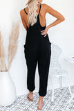 Textured Sleeveless V-Neck Pocketed Casual Jumpsuit