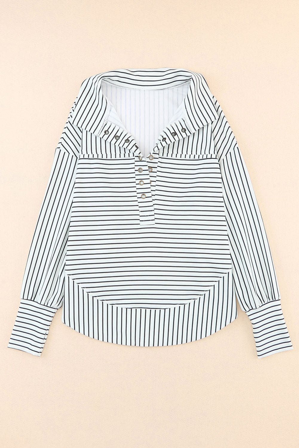 Striped Thumbhole Drop Shoulder V Neck Top