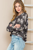 Black Cheetah Animal Print Button Up Satin Shirt