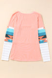 Aztec Stripe Color Block Slim Fit Long Sleeve Top