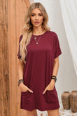 Side Pockets Short Sleeve Tunic Top