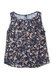 Cutout Decor Round Neck Floral Tank Top