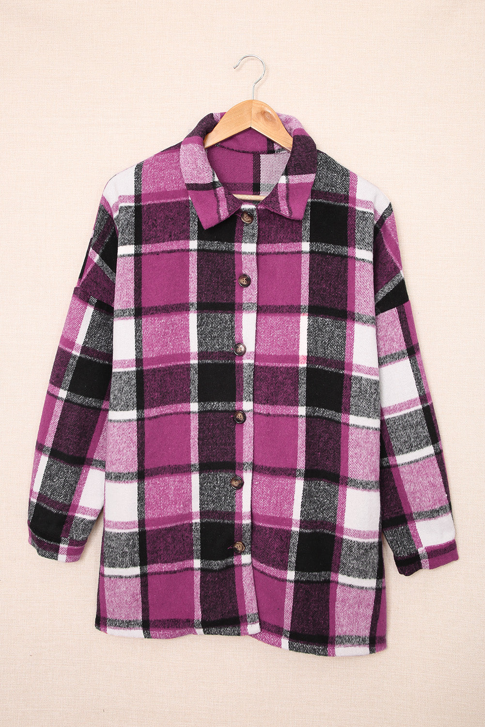 Plaid Print Buttoned Shirt Jacket