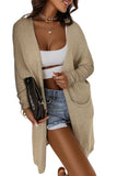 Khaki Pocketed Knit Dolman Sleeve Cardigan