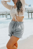 Drawstring Frayed Edge Pocketed Shorts