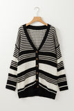 Green Colorblock Textured Knit Buttoned Cardigan