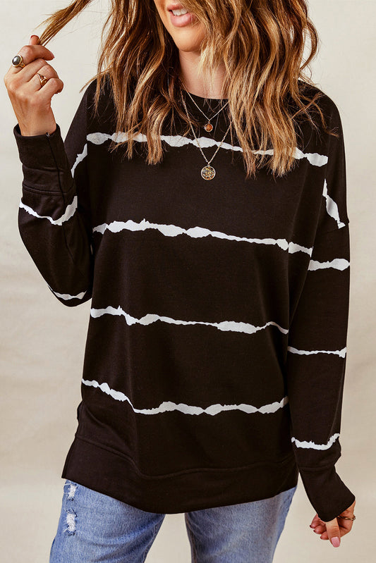 Striped Abstract Long Sleeve Casual Sweatshirt