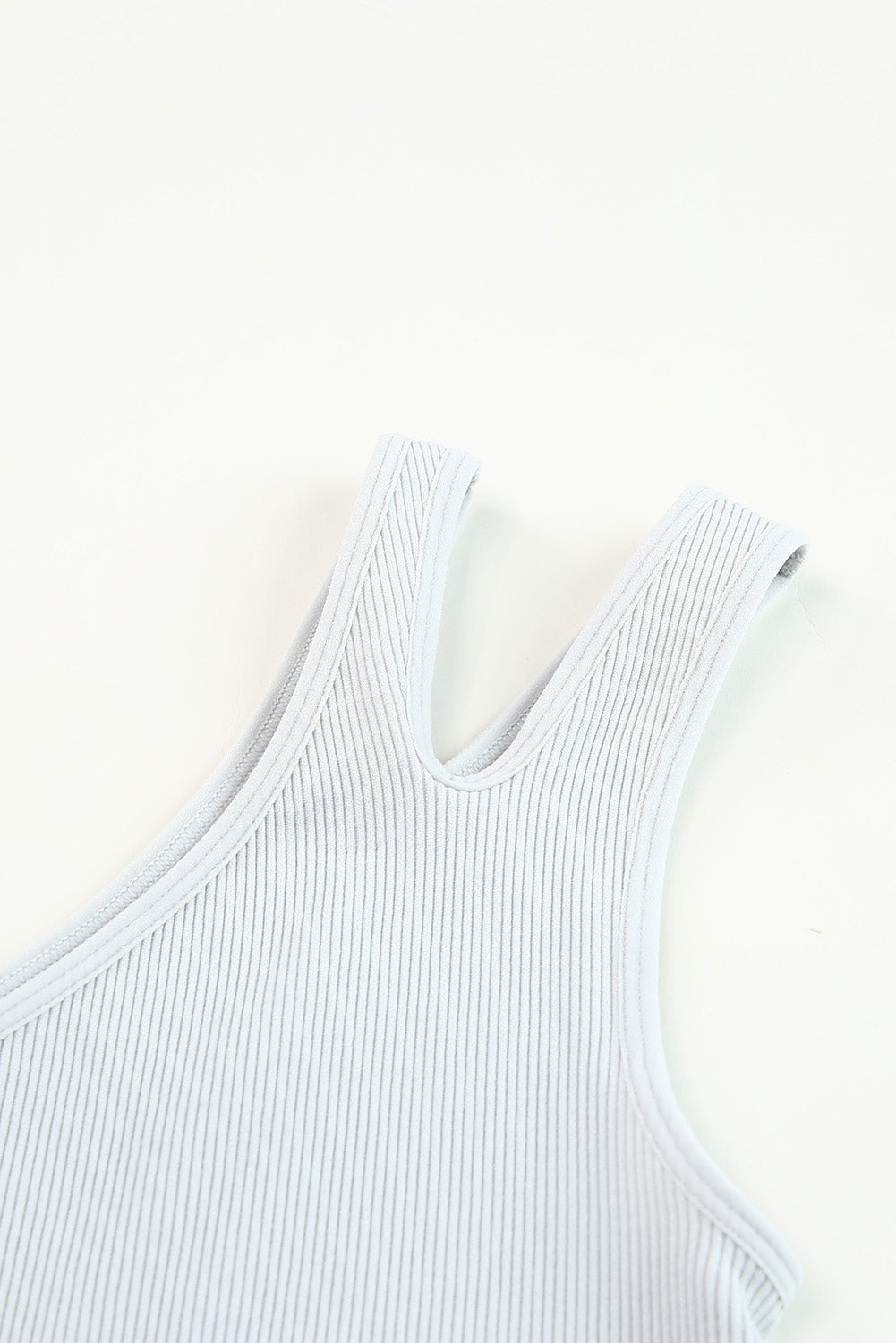 Single Split Shoulder Ribbed Cropped Sports Top