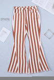 Striped Fringe Bell Bottom Denim Pants