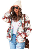 Red Geometric Aztec Pattern Plus Size Fleece Jacket