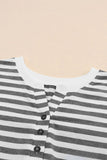 Plus Size Striped Short Sleeve Henley Tee