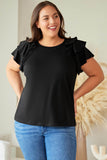 Plain Tiered Ruffled Short Sleeve T Shirt