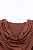 Robe moulante plissée sans manches marron