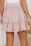 Swiss Dot Frill Trim Flared Mini Skirt