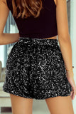 Sequin Straight Leg High Waist Casual Shorts