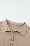 Button Front Turn-down Neck Knit Top